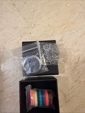 Silver castle Pendant Necklace with Multicolor Felt Rings